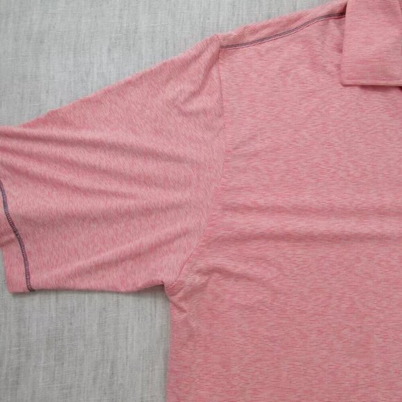 FootJoy Polo Shirt‎ Men's 2XL Pink Polyester Short Sleeve Collared High Low Slit - Picture 5 of 10